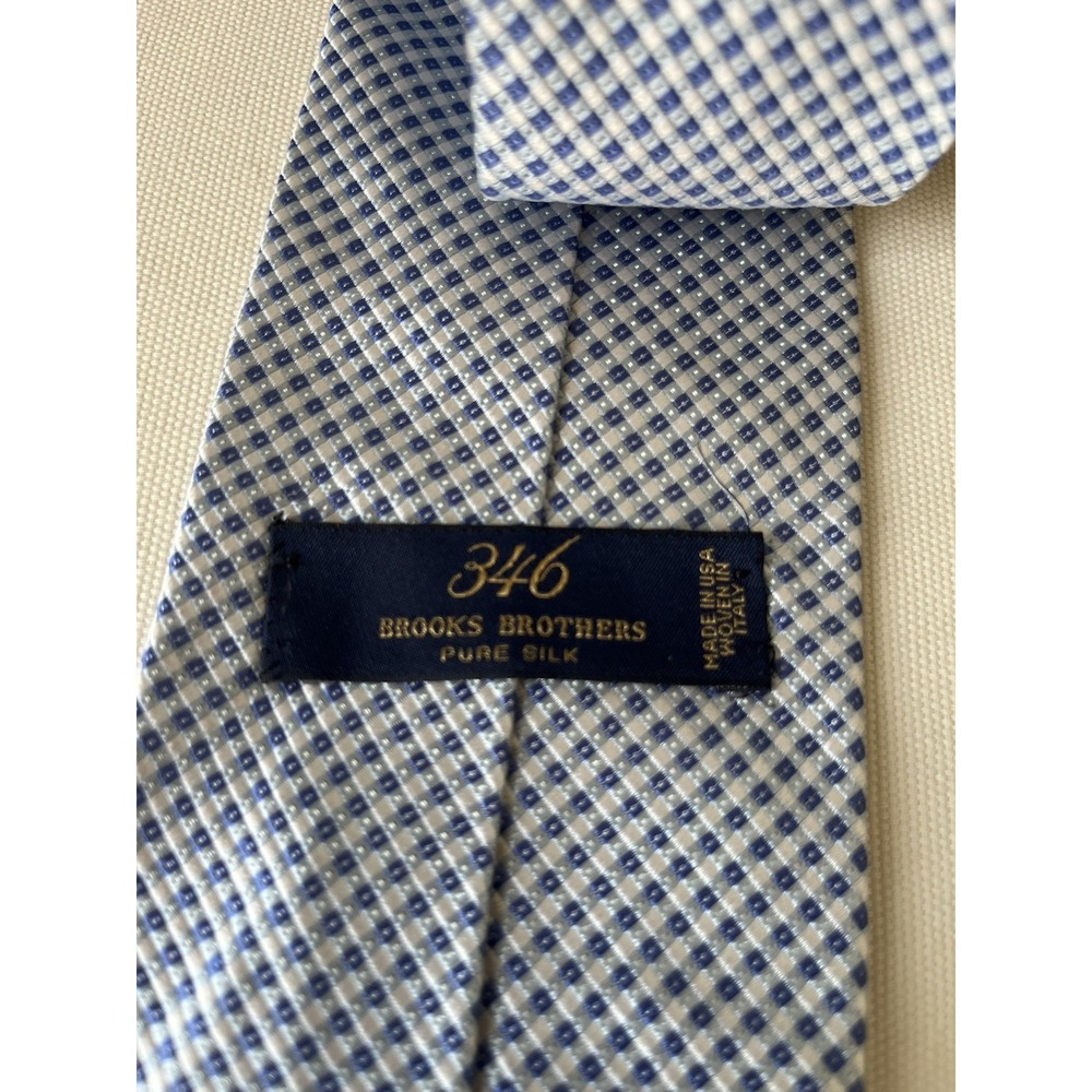 Brooks Brothers 346 Tie Pure Silk Made in USA Light Blue Check - Picture 4 of 6
